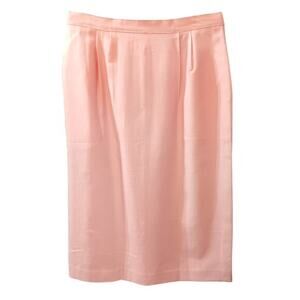 VINTAGE WORTHINGTON Long Midi Skirt 14 Pastel Pink Tailored Pocket Office Career